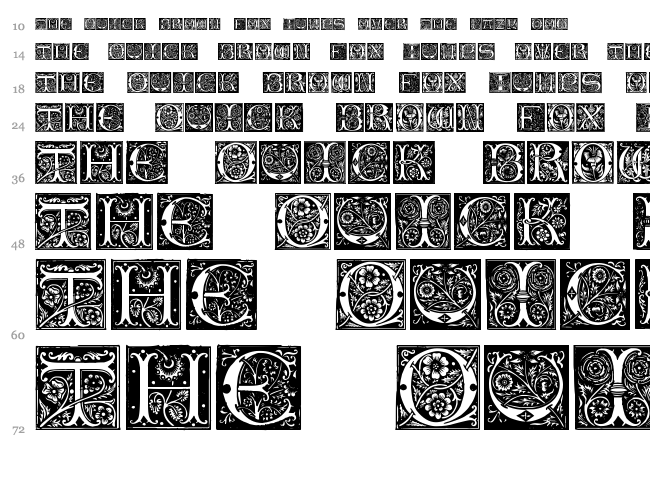 Initials TFB font waterfall